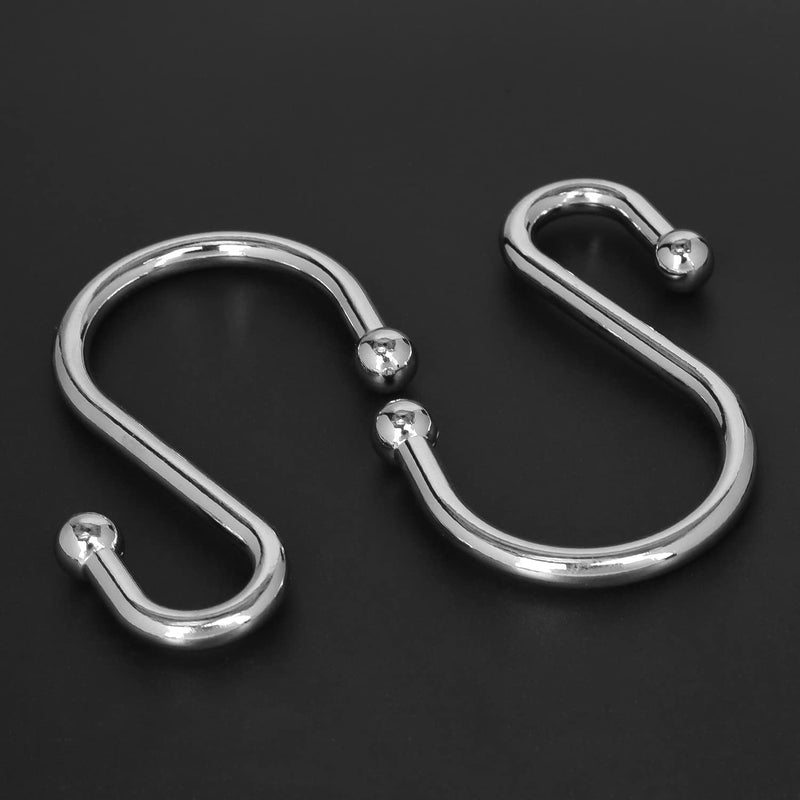 EleCharm Shower Curtain Hooks, Set of 12 Rust Proof S Shaped Decorative Shower Curtain Rings,Multi-Purpose Hangers S Hooks (Chrome) - Image 4